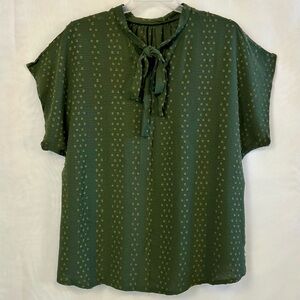 New Green Bow Knot Short Sleeve Womens Blouse / 2XL